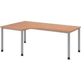 Artikelbild 1 für HAMMERBACHER HS82 höhenverstellbarer Schreibtisch nussbaum L-Form, 5-Fuß-Gestell silber 200,0 x 80,0/120,0 cm, Artikelnummer 590036