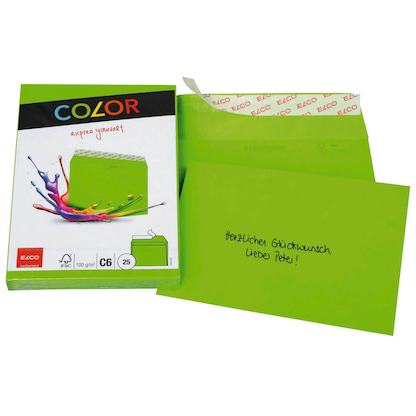 Artikelbild 2 für ELCO Briefumschläge Color DIN C6 ohne Fenster intensivgrün haftklebend 25 St., Artikelnummer 288999
