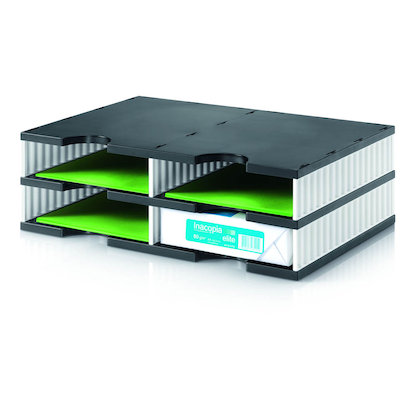 Artikelbild für styro Sortierstation styrodoc duo black & white schwarz/weiß mit 4 Fächer, Artikelnummer 403651