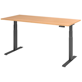 Artikelbild 1 für HAMMERBACHER XDKB19 elektrisch höhenverstellbarer Schreibtisch eiche rechteckig, C-Fuß-Gestell grau 180,0 x 80,0 cm, Artikelnummer 543193