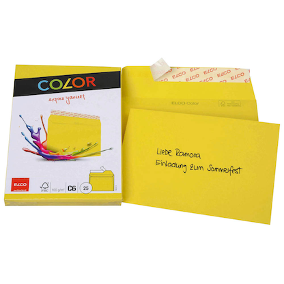Artikelbild 2 für ELCO Briefumschläge Color DIN C6 ohne Fenster intensivgelb haftklebend 25 St., Artikelnummer 289007