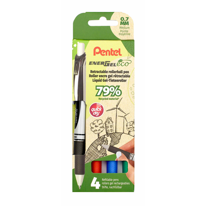 Artikelbild 10 für Pentel EnerGel eco BL77 Gelschreiber schwarz, blau, rot, grün 0,35 mm, Schreibfarbe: farbsortiert, 1 Set, Artikelnummer 225397