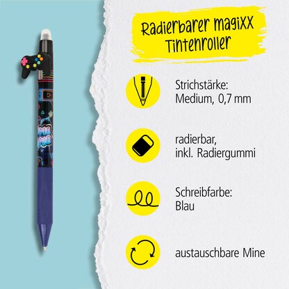 Artikelbild 3 für ONLINE® magiXX Fun Game Pad Gelschreiber Motiv 0,7 mm, Schreibfarbe: blau, 1 St., Artikelnummer 238039