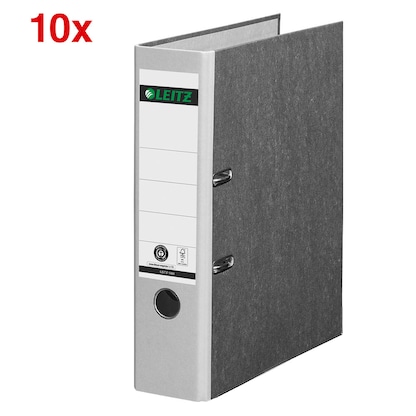 Artikelbild für AKTION: 10 LEITZ 1080 Ordner lichtgrau marmoriert Karton 8,0 cm DIN A4, Artikelnummer 653836