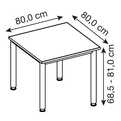 Artikelbild 2 für HAMMERBACHER HS08 höhenverstellbarer Schreibtisch weiß quadratisch, 4-Fuß-Gestell silber 80,0 x 80,0 cm, Artikelnummer 589743