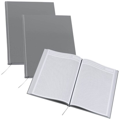 Artikelbild 3 für 3 Notizbücher DIN A4 kariert, silber Hardcover 192 Seiten, Artikelnummer 837625
