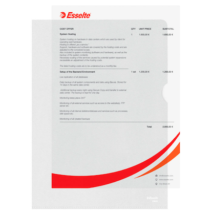 Artikelbild 7 für 100 Esselte Sichthüllen 23823 DIN A4 transparent genarbt 0,12 mm, Artikelnummer 864363