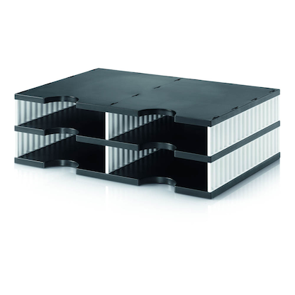 Artikelbild 2 für styro Sortierstation styrodoc duo black & white schwarz/weiß mit 4 Fächer, Artikelnummer 403651
