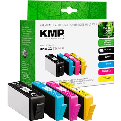 Artikelbild 5 für KMP schwarz, cyan, magenta, gelb Druckerpatronen kompatibel zu HP 364XL (N9J74AE), 4er-Set, Artikelnummer 544753