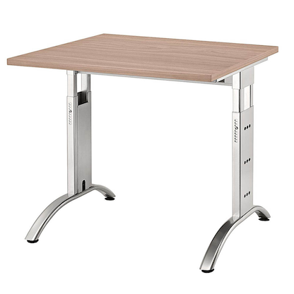 Artikelbild für HAMMERBACHER FS08 höhenverstellbarer Schreibtisch nussbaum quadratisch, C-Fuß-Gestell silber 80,0 x 80,0 cm, Artikelnummer 866588