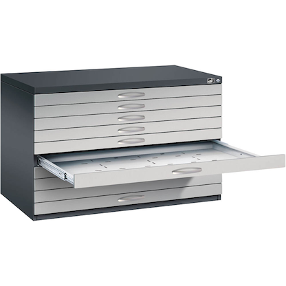 Artikelbild für CP 7100 Planschrank schwarzgrau, weißaluminium 10 Schubladen 110,0 x 76,5 x 76,0 cm, Artikelnummer 682548