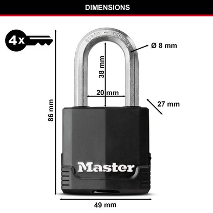Artikelbild 2 für Master Lock® Vorhängeschloss M115EURDLF schwarz, Artikelnummer 727501