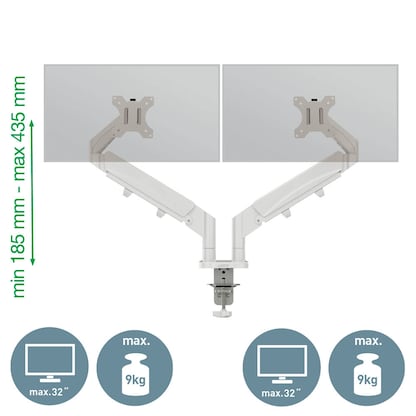Artikelbild 4 für LEITZ Monitor-Halterung Ergo 65370085 lichtgrau für 2 Monitore, Tischklemme, Artikelnummer 103719