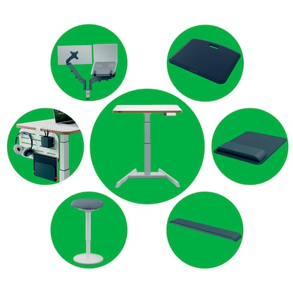 Artikelbild 13 für AKTION: LEITZ Ergo elektrisch höhenverstellbarer Schreibtisch weiß rechteckig, A-Fuß-Gestell weiß 80,0 x 60,0 cm mit 25 Euro CashBack, Artikelnummer 401487