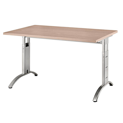 Artikelbild für HAMMERBACHER FS12 höhenverstellbarer Schreibtisch nussbaum rechteckig, C-Fuß-Gestell silber 120,0 x 80,0 cm, Artikelnummer 866975