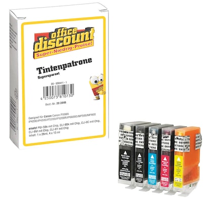 Artikelbild 12 für office discount schwarz, cyan, magenta, gelb Druckerpatronen kompatibel zu Canon PGI-5 BK,CLI-8 BK/C/M/Y, 5er-Set, Artikelnummer 202846