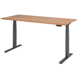 Artikelbild 1 für HAMMERBACHER XDKB19 elektrisch höhenverstellbarer Schreibtisch nussbaum rechteckig, C-Fuß-Gestell grau 180,0 x 80,0 cm, Artikelnummer 543302
