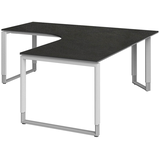 Artikelbild 1 für röhr Imperia höhenverstellbarer Schreibtisch quarzit L-Form, Kufen-Gestell weiß 180,0 x 80,0/200,0 cm, Artikelnummer 681983
