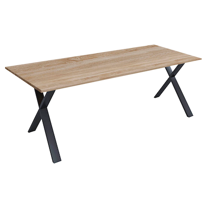 Artikelbild für VCM my office Lona Schreibtisch sonoma-eiche rechteckig, X-Fuß-Gestell schwarz 160,0 x 80,0 cm, Artikelnummer 270289