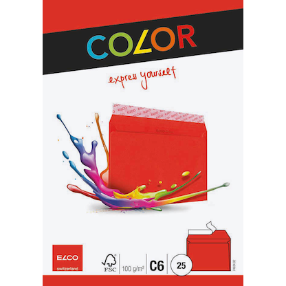 Artikelbild 4 für ELCO Briefumschläge Color DIN C6 ohne Fenster intensivrot haftklebend 25 St., Artikelnummer 289029