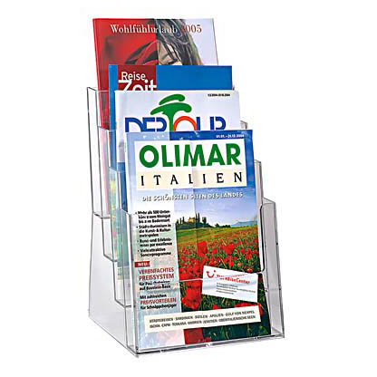 Artikelbild für helit Tischprospekthalter transparent DIN A4 4 Fächer, Artikelnummer 818401