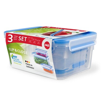 Artikelbild für emsa Frischhaltedosen-Set CLIP & CLOSE transparent 0,55/1,0/2,2 l, 1 Set, Artikelnummer 670103