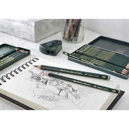 Artikelbild 3 für FABER-CASTELL Castell 9000 Art Set Bleistift-Set B, H, HB, 2H, 2B, F, 3B, 4B, 5B, 6B, 7B, 8B grün, 12 St., Artikelnummer 819458