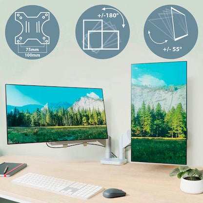 Artikelbild 5 für LEITZ Monitor-Halterung Ergo 65370085 lichtgrau für 2 Monitore, Tischklemme, Artikelnummer 103719