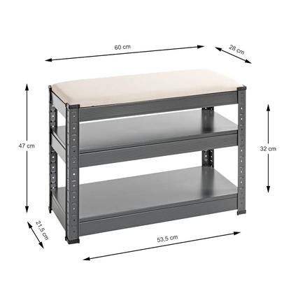 Artikelbild 2 für HAKU Möbel Schuhbank 55817 anthrazit, grau Metall 60,0 cm, Artikelnummer 591398