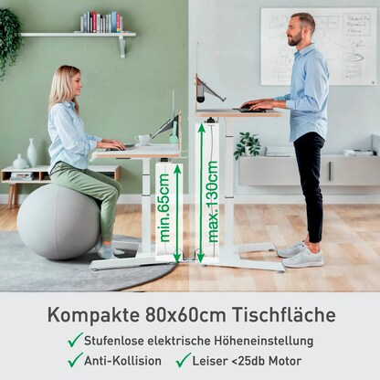 Artikelbild 25 für AKTION: LEITZ Ergo elektrisch höhenverstellbarer Schreibtisch weiß rechteckig, A-Fuß-Gestell weiß 80,0 x 60,0 cm mit 25 Euro CashBack, Artikelnummer 408338