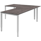 Artikelbild 1 für röhr Imperia höhenverstellbarer Schreibtisch quarzit L-Form, 6-Fuß-Gestell silber 180,0 x 80,0/200,0 cm, Artikelnummer 676447