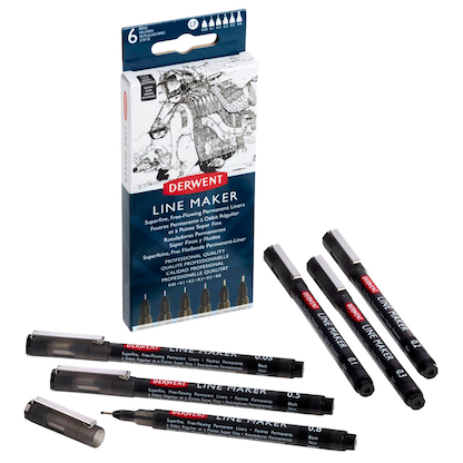 Artikelbild 20 für DERWENT Line Maker Fineliner-Set schwarz, 6 St., Artikelnummer 464788