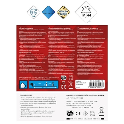 Artikelbild 11 für Idena 80er weiße LED Lichterkette grün 16,0 m, Artikelnummer 105209