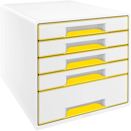 Artikelbild 2 für AKTION: LEITZ Schubladenbox WOW Cube perlweiß/gelb, DIN A4 mit 5 Schubladen, Artikelnummer 663629