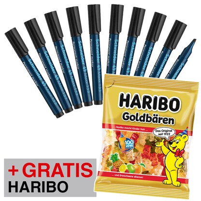 Artikelbild 17 für AKTION: Schneider Maxx 133 Permanentmarker schwarz 1,0 - 4,0 mm, 10 St. + GRATIS HARIBO Goldbären 175,0 g, Artikelnummer 730327