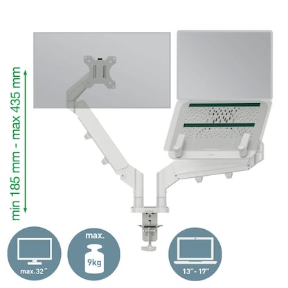 Artikelbild 4 für LEITZ Laptop-Monitor-Halterung Ergo 65380085 lichtgrau für 1 Monitor und 1 Laptop, Tischklemme, Artikelnummer 103737