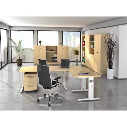 Artikelbild 4 für HAMMERBACHER Verbindungsplatte höhenverstellbar VLT12 ahorn, silber Trapezform 120,0 x 80,0 x 65,5 - 82,5 cm, Artikelnummer 656456