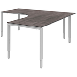 Artikelbild 1 für röhr Imperia höhenverstellbarer Schreibtisch quarzit L-Form, 6-Fuß-Gestell silber 180,0 x 80,0/200,0 cm, Artikelnummer 676454