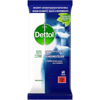 Artikelbild 6 für Dettol Desinfektionstücher ANTIBAKTERIELL BAD 1-lagig weiß, 60 St., Artikelnummer 971103