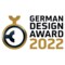 German Design Award 2022, Logo mit gold-schwarzem Symbol und Schriftzug.