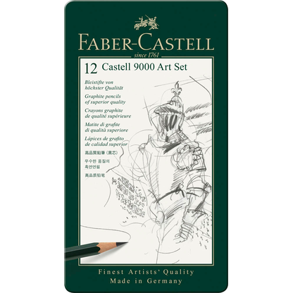 Artikelbild 2 für FABER-CASTELL Castell 9000 Art Set Bleistift-Set B, H, HB, 2H, 2B, F, 3B, 4B, 5B, 6B, 7B, 8B grün, 12 St., Artikelnummer 819458