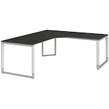 Artikelbild 1 für röhr Imperia höhenverstellbarer Schreibtisch quarzit L-Form, Kufen-Gestell silber 180,0 x 80,0/200,0 cm, Artikelnummer 681971