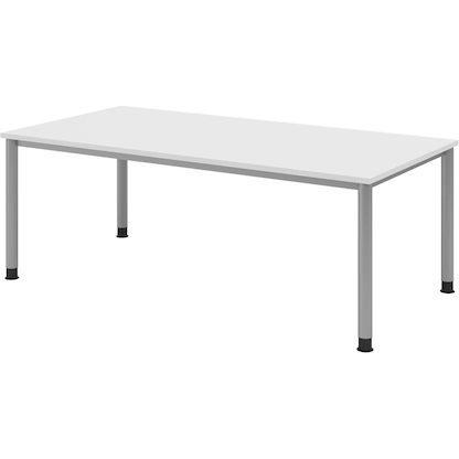 Artikelbild für HAMMERBACHER HS2E höhenverstellbarer Schreibtisch weiß rechteckig, 4-Fuß-Gestell silber 200,0 x 100,0 cm, Artikelnummer 590137