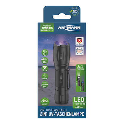 Artikelbild 14 für ANSMANN Action 400 UV LED Taschenlampe schwarz 5,0 cm, 4.200 Lux, 90 Lumen, 3 W, Artikelnummer 629457