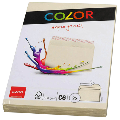 Artikelbild 3 für ELCO Briefumschläge Color DIN C6 ohne Fenster hellchamois haftklebend 25 St., Artikelnummer 288989