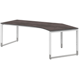 Artikelbild 1 für röhr Imperia höhenverstellbarer Schreibtisch quarzit Bogenform, Kufen-Gestell weiß 217,0 x 114,0 cm, Artikelnummer 676813