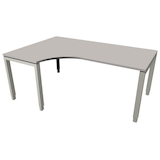 Artikelbild 1 für fm Sidney höhenverstellbarer Schreibtisch lichtgrau C-Form, Bügel-Gestell silber 180,0 x 80,0/120,0 cm, Artikelnummer 509937