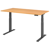 Artikelbild 1 für HAMMERBACHER XDKB16 elektrisch höhenverstellbarer Schreibtisch buche rechteckig, C-Fuß-Gestell grau 160,0 x 80,0 cm, Artikelnummer 543464
