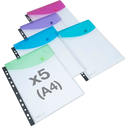 Artikelbild 2 für 5 RAPESCO® Dokumententaschen DIN A4 farbsortiert glatt, Artikelnummer 700672