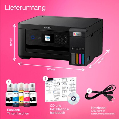 Artikelbild 3 für AKTION: EPSON EcoTank ET-2850 3 in 1 Tintenstrahl-Multifunktionsdrucker schwarz mit 30 Euro CashBack, Artikelnummer 604441